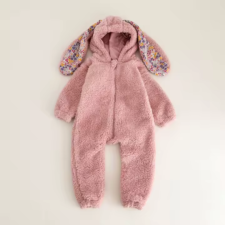 Cute Baby Cartoon Romper Warm Fleece One-piece Overall Autumn Winter Toddler Outwear Jumpsuits - 1