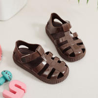 Sandalias con velcro para niños verano 2025 nuevo color sólido niños y niñas bolsa cabeza hueco suela suave bebé jalea sandalias - details 28