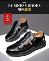 Sandalias de cuero informales formales con suela suave antideslizantes de verano para hombre, zapatos para papá de mediana edad, color negro - details 8
