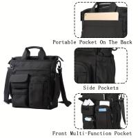 Ogetok Bolso bandolera Oxford negro para hombre, bolso de hombro informal con múltiples bolsillos para desplazamientos y salidas, correa ajustable - details 5