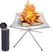 Foso de fuego al aire libre plegable de malla de acero inoxidable, mesa portátil para acampar, parrilla de fuego - details 0