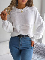 Jersey holgado informal de manga larga para mujer, Jersey de punto liso con cuello redondo, color blanco, para oficina, otoño e invierno, 2023 - details 4