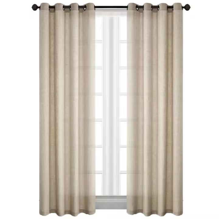 Juego de cortinas de lino para oscurecimiento de habitación, 2 paneles - 1