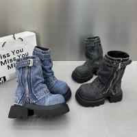 Botas de mezclilla martin para mujer, botas cortas informales, zapatos de invierno - details 0