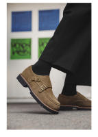 Nuevo estilo británico versátil zapatos Munk zapatos de vestir casual fondo plano tendencia hebilla zapatos de los hombres. - details 13