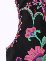 Chaleco Floral bordado Vintage para mujer, chaleco abierto sin mangas, Top corto informal de verano - details 29