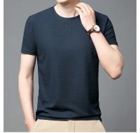 Polo de manga corta para hombre, camiseta de manga corta de algodón con cuello redondo y empalme a la moda de Polot liso con gofres, para uso diario - details 3