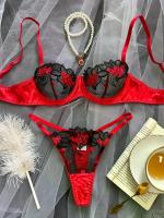 Conjunto de sujetador de encaje Floral, lencería elegante, ropa interior de lujo bien llamativa, conjuntos exóticos de encaje fino de Hada erótica Sexy, sujetador transparente - details 1