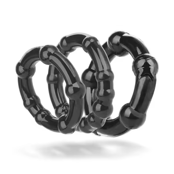 Leten 3 unids/set cuenta masculina retrasar la eyaculación anillo de erección de silicona duradero juguetes sexuales para hombres adultos juego 18+ - 1