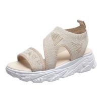Nuevas Sandalias Casuales para Mujer 2025 con Cordones, Punta Abierta, Suela Gruesa y Tejido Flyknit, Talla Grande 43 - details 0