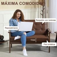 Sofá de Tres Plazas Tapizado en PU Resalto de Madera Carga de 250kg Ideal para Sala de Estar Dormitorio - details 3