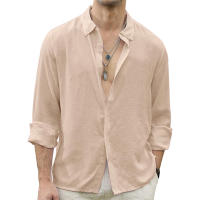 Camisas de Playa para Hombres Algodón Lino de Color Sólido Estilo Casual Suelto - details 3