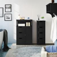 Armario de Baño de Madera Ajustable con Cajón y Estante Diseño de Doble Puerta para Sala de Estar Entrada Blanca Almacenamiento de Cocina Multiusos - details 9