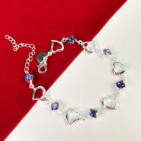 Pulsera de Zirconio Cristal Púrpura con Forma de Corazón en Plata  de Alta Calidad Joyería de Fiesta y Compromiso para Mujer Regalo de Andara - details 3