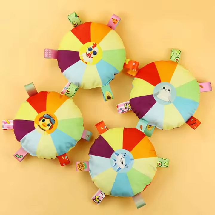Divertido platillo volador de felpa de arcoíris, juguetes para perros, juegos de entrenamiento interactivos al aire libre, juguete para masticar, mascotas, discos voladores, juguetes, accesorios para perros - 1