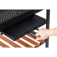 Acero/Madera, Mesas Plegables, con Ruedas, Estantería Inferior, Negro - details 22