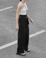 Pantalones de Moda Coreana para Mujer Pantalones de Trabajo de Cintura Alta y Pierna Ancha - details 5