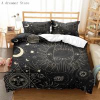 Juego de Ropa de Cama con Estampado de Sol y Luna Negra: Funda de Edredón Sábana Bohemia para Adultos Tamaño Twin Queen King - details 10