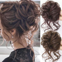 Moño de pelo desordenado para mujer, extensión de coleta ondulada y rizada, Scrunchies para el cabello, postizo Updo - details 6