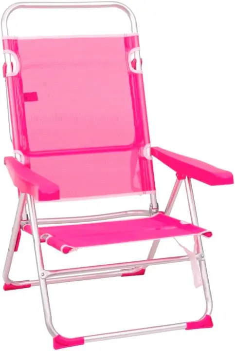 Silla de Playa Alta Plegable y Reclinable de 4 Posiciones de Aluminio y Textileno Aguamarina de 62x55x100 cm - 1