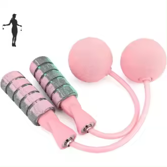 Cuerda para saltar, cuerda de entrenamiento sin cuerda para fitness, cuerda para saltar ajustable con peso inalámbrico para helbres, mujeres y niños, color rosa - 1