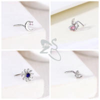 ZS-Piercing de nariz de acero inoxidable en forma de L, Perno de Nariz de cristal CZ brillante, flor, mariposa, forma de corazón, 20G, 1 pieza - details 7