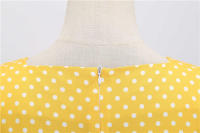 Vestido midi de fiesta de lunares para mujer, elegante, de manga corta, con cuello cuadrado, línea A, estilo años 50 y 60. - details 25