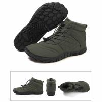 Botas de nieve de invierno para hombres y mujeres, zapatos descalzos forrados de piel cálida, repelente al agua, caja de punta ancha, botines ligeros para exteriores - details 1