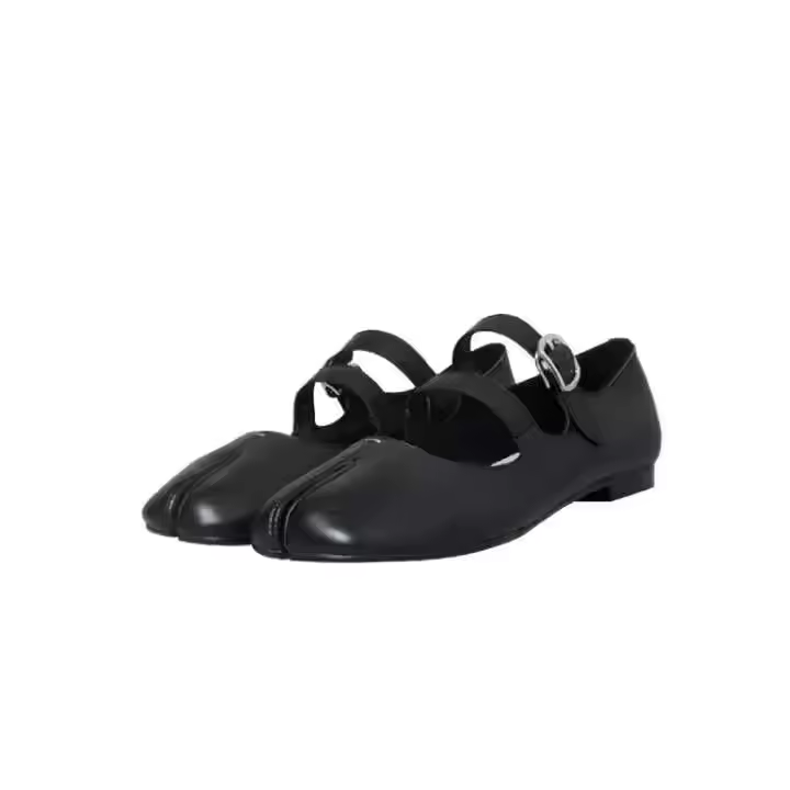 2024 Zapatos planos de mujer de moda Mary Jane diseño piel de oveja doble correa Ballet encaje Logo - 1