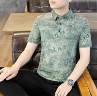 Polo de seda de hielo para hombre, camiseta de manga corta fino de verano, top informal con cuello de camisa - details 1