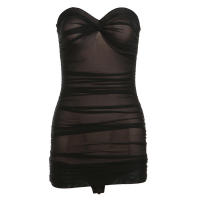 BUNO-body transparente sin tirantes para mujer, Top Sexy de doble cubierta con pliegues sólidos, ropa de club a la moda para playa, 2024 - details 16