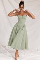 Vestido de mujer sin mangas y hombros, diseño elegante, vestido de corte - details 29