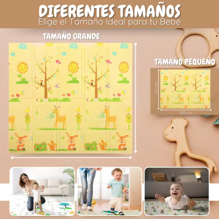 Colchón de Juego Flexible e Impermeable Disponible en Tamaños Oso/Girafa Grosor de 1 cm - 1
