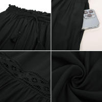 SD Maxi faldas largas para mujer, falda acampanada de línea a con cintura elástica y bolsillos, renacentista, verano, A30 - details 8