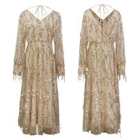 2024 Nueva colección Primavera/Verano Vestido largo de mujer con cuello en V y manga de noche para fiesta - details 2