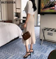 BGTEEVER Chic Elegant High Waist Ladies Solid Mermaid Skirts Spring Summer Fashion Ladies Slim Package Hip Mid-Length Skirts - details 9