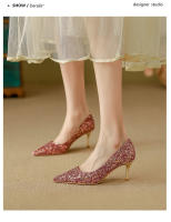 Zapatos de novia de mujer, nuevos tacones altos nupciales chinos de alta gama, no se cansan de tostar cristal, solo zapatos. - details 19