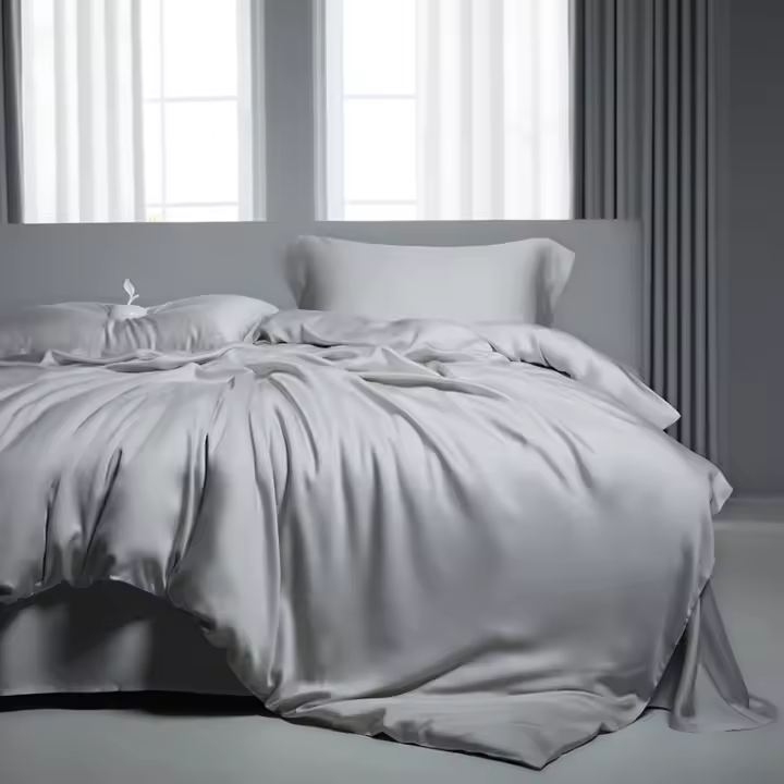 Juego de Cama de Algodón Tencel Lyocell 100% Auténtico Alta Gama, Color Sólido, para Cama Doble de 1.8m - 1