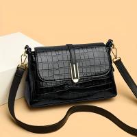 Bolso de hombro elegante con patrón de cocodrilo para mujer: correa suave, ajustable y desmontable, múltiples bolsillos, cierre de cremallera, negro, perfecto para salidas nocturnas, viajes, compras y regalos - details 1