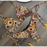 Conjunto de Bikini Push Up Estampado Brasileño Traje de Baño de Playa con Cintura Baja sin Aros - details 19