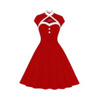 Vestido de Cintura Alta Estilo Hepburn Retro Manga O Pokla con Puntos Ideal para Fiestas 1950s 60s - details 3