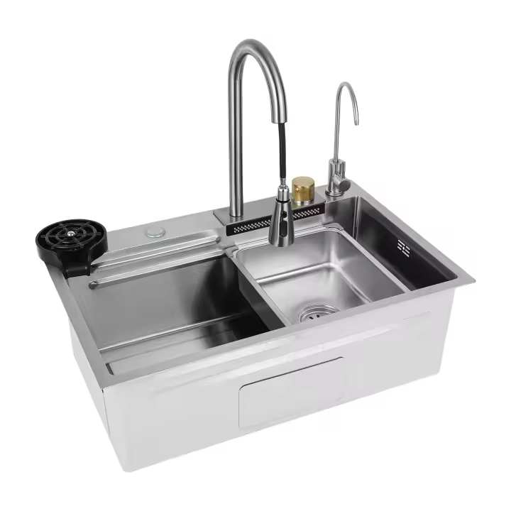 Fregadero De Cocina Con Grifo, Acero Inoxidable, Plata, Gran Capacidad, Resistencia A La Corrosión De 8 Pulgadas - 1