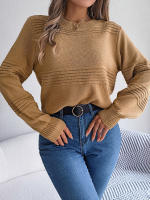 Jersey holgado informal de manga larga para mujer, Jersey de punto liso con cuello redondo, color blanco, para oficina, otoño e invierno, 2023 - details 11
