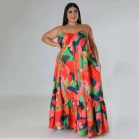 Vestidos de talla grande 5XL 4XL para mujer, batas con volantes en cascada, vestido holgado informal de estilo callejero con estampado de verano y otoño, vestido Maxi de talla grande - details 3