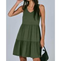 Vestido casual de verano para mujer, sin mangas, con cuello en V, camiseta, vestido de verano, mini vestidos de vacaciones en la playa - details 10