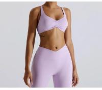 Conjunto de Yoga para Mujeres 2 Piezas Traje de Gimnasio con Sujetador Deportivo Almohadillado Top Corto Leggings de Cintura Alta Sensación Desnuda Material Exterior de Nylon - details 6