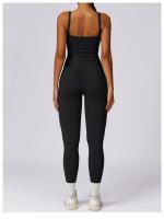 Conjunto de Yoga de 2 Piezas para Mujer Pantalones de Alta Cintura con Talle en la Articulación y Sujetador Cortado para Gimnasio Ropa de Entrenamiento de Primavera/Verano Material Exterior de Nylon - details 11