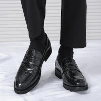 Zapatos Lefu para hombre, calzado sencillo y versátil con relieve sonriente, moda británica de negocios, talla grande - details 6