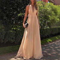 Vestido de Gala de Lujo para Mujer BUNO Cintura Alta, Elegante Escote en V, Resalto de Malla Trasera - details 4