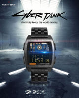 NORTH EDGE CYBER TANK caja de fibra de carbono imitación reloj de los hombres 50m impermeable - details 0